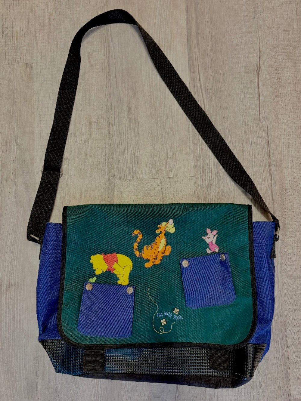 Vintage Disney Winnie the Pooh Travel Duffel Bag Carry On Tote Diaper Bag Large